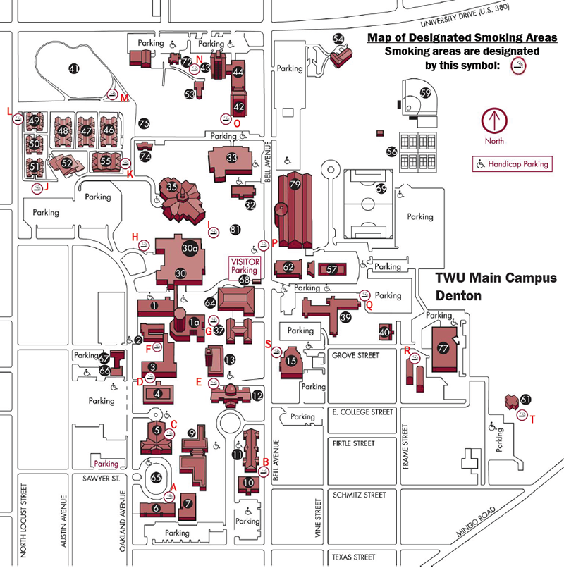 TWU Smoking Areas, Denton Campus