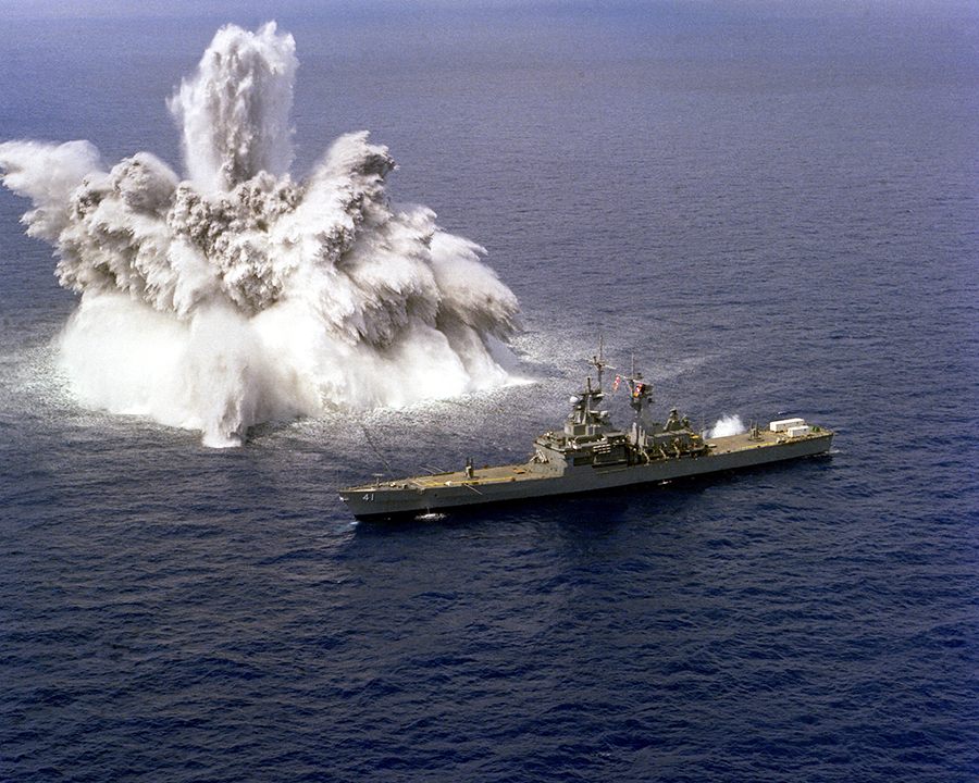 A Shock Test of a Naval Ship