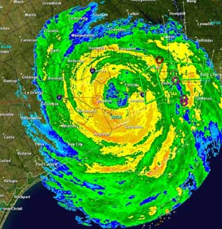 A radar image of a hurricane by the National Weather Service http://www.weather.gov/Radar