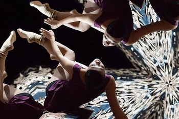 Kaleidoscope image of Ting-Ting Chang dancing in multiple mirrored reflections