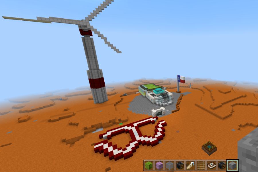 A view of the Camp Minecraft home base in the TWUFCL’s Martian Minecraft realm