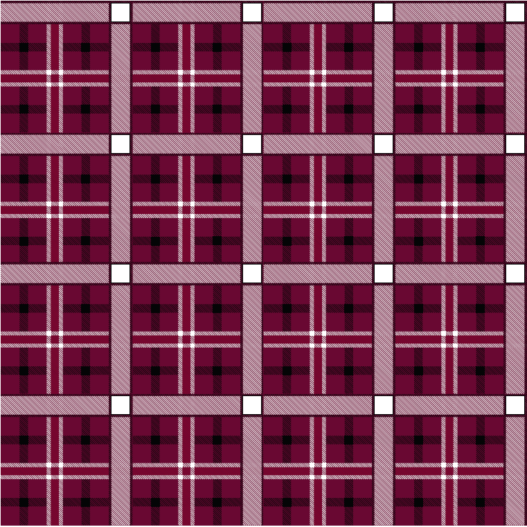 A swatch of maroon, black and white plaid.