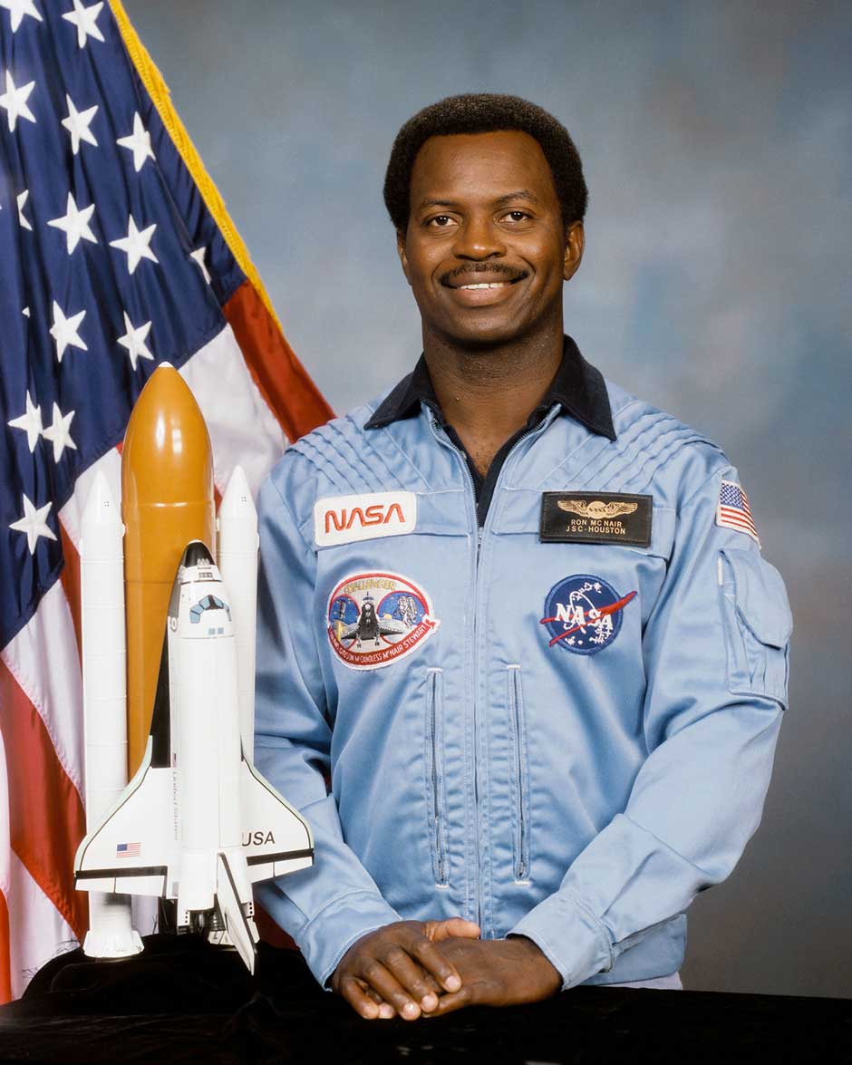 Ronald E. McNair, PhD, Posing in His NASA Space Suit
